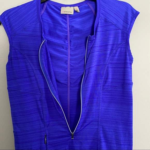 Royal Blue Athleta Zippered Short Sleeve Shirt - Picture 3 of 5